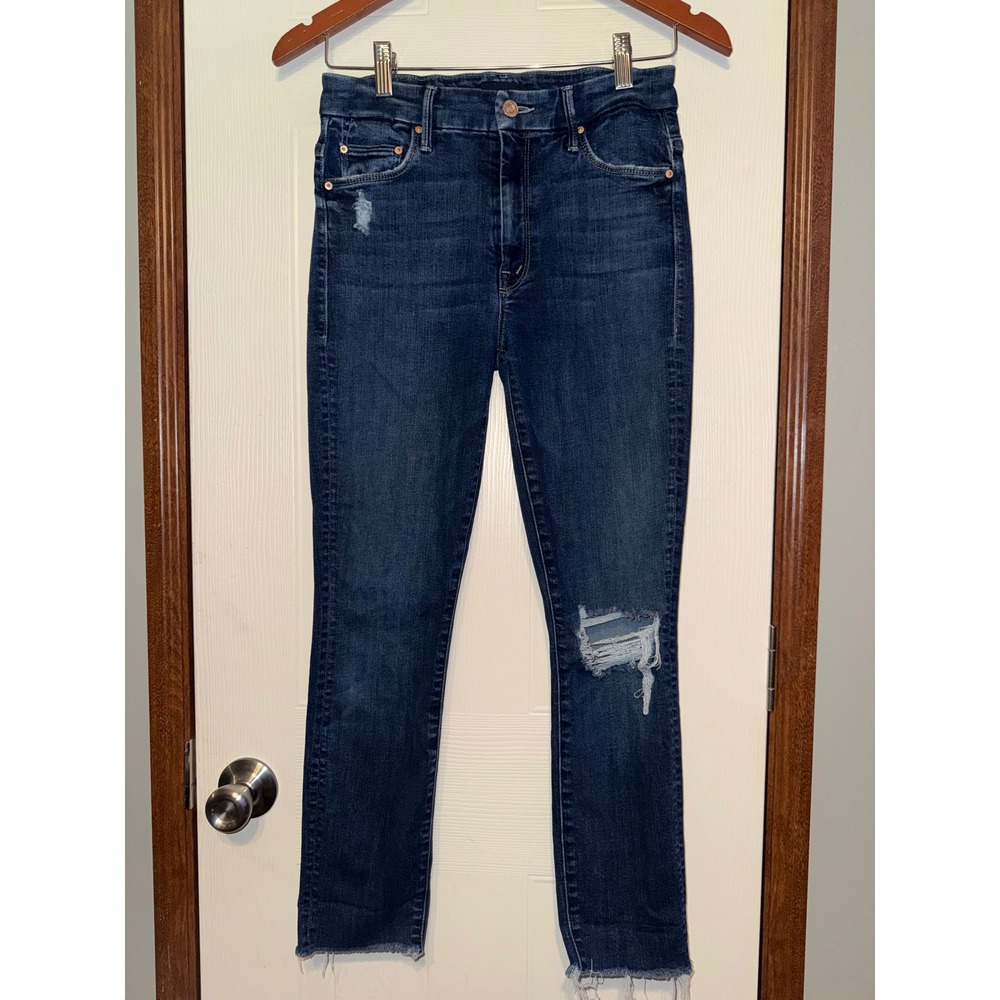 MOTHER High Waisted Looker Ankle Fray Close To The Edge Jeans 1411-104 Size 26
